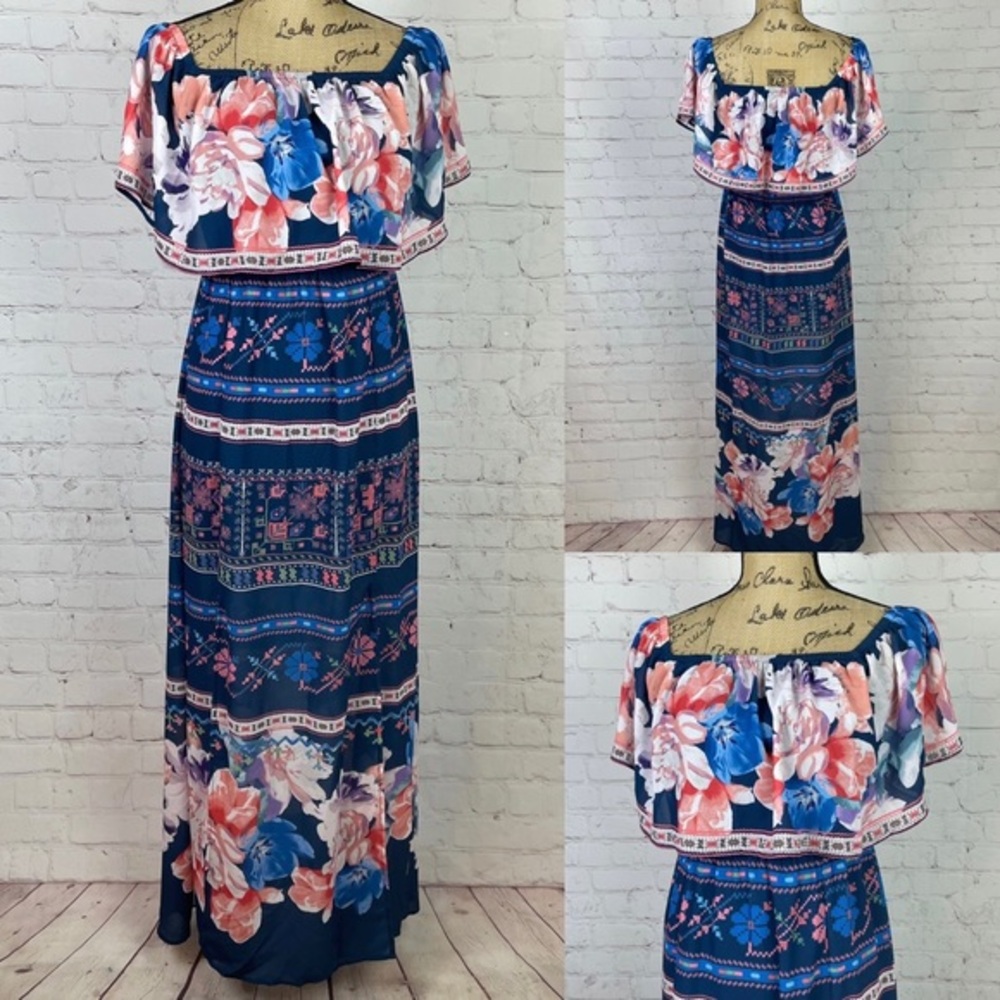 Jealous Tomato On/Off Shoulder Boho Print Maxi